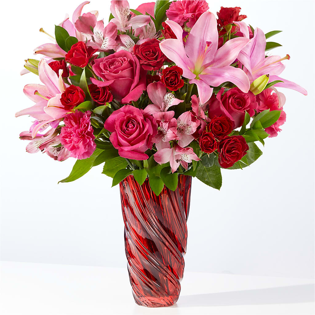 In Love Bouquet with Luxe Swirl Vase – Cafe Flora, Albuquerque NM