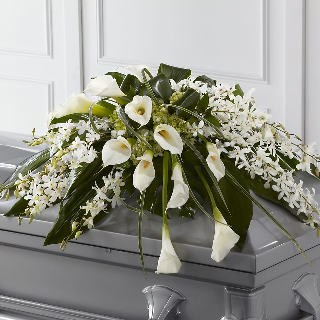 Angel Wings Casket Spray – Cafe Flora, Albuquerque NM