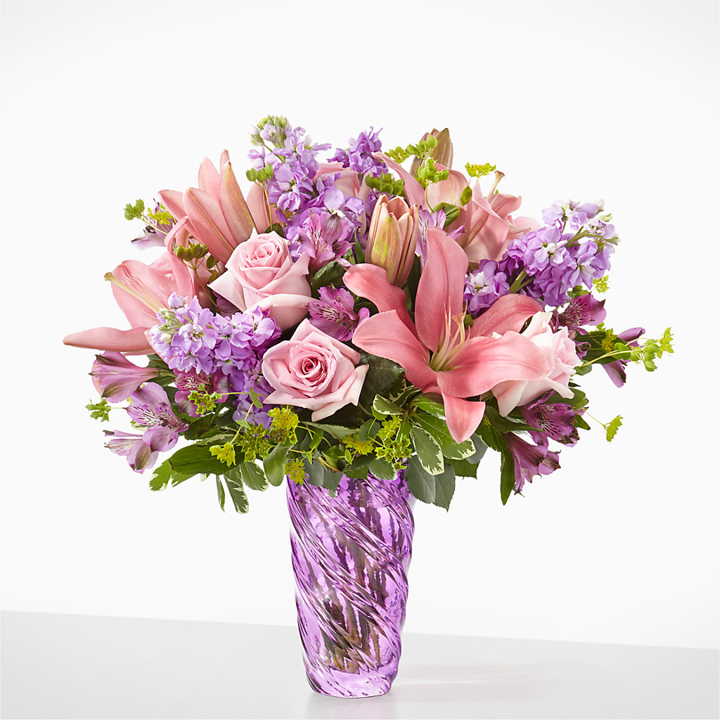 Precious Petals Bouquet with Luxe Swirl Vase – Cafe Flora, Albuquerque NM