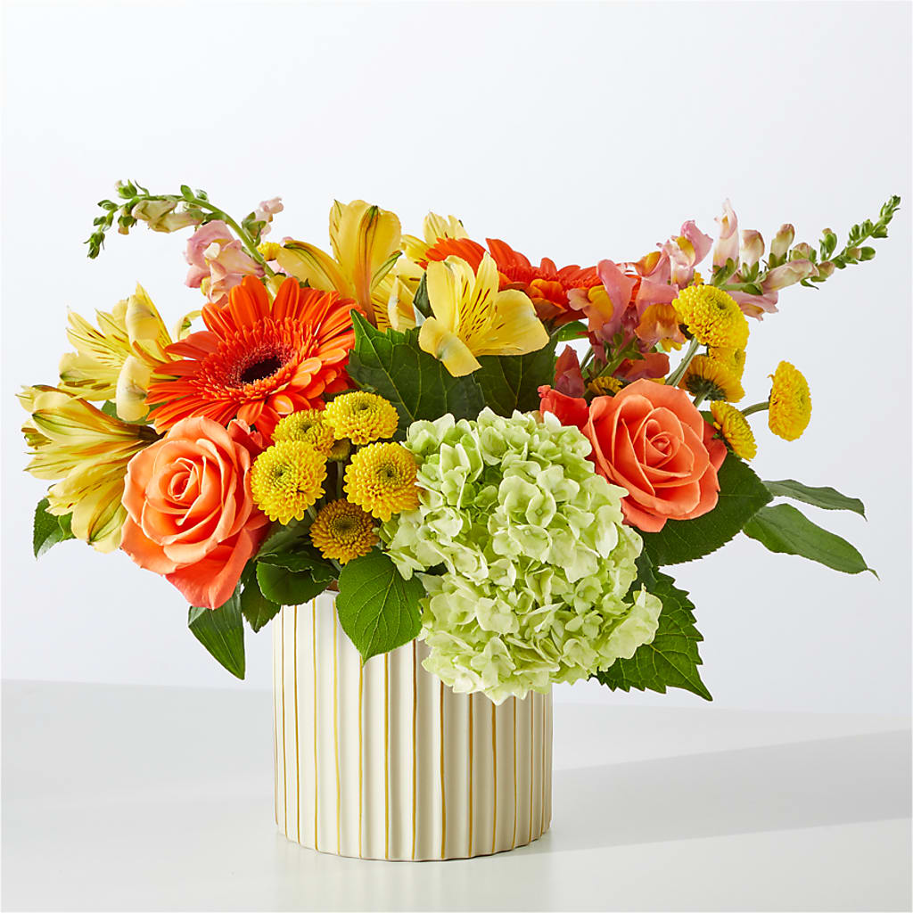 Autumn Sunshine Bouquet with Ivory Vase –  Cafe Flora, Albuquerque NM
